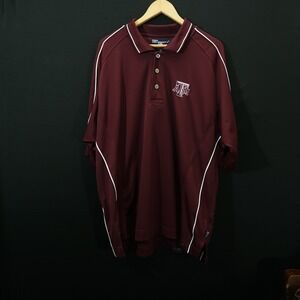 Texas A&M Aggies Men's XXL Polo Shirt Maroon White Performance Pro Celebrity 2XL